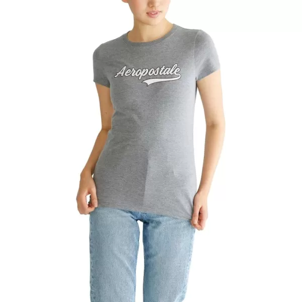 AEROPOSTALE Womens Script Short Sleeve Graphic TeeMedium Heather Grey
