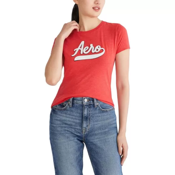 AEROPOSTALE Womens Script Short Sleeve Graphic TeeTomato
