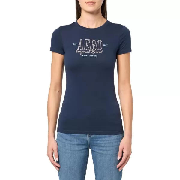 AEROPOSTALE Womens Shine Short Sleeve Graphic TeeCadet Navy