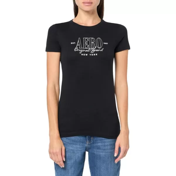 AEROPOSTALE Womens Shine Short Sleeve Graphic TeeDark Black
