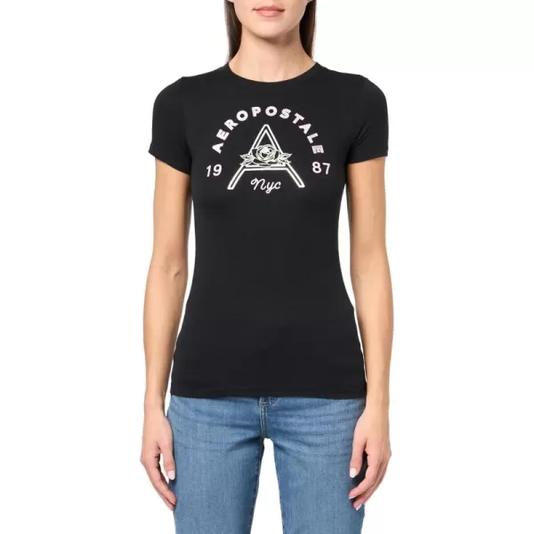 AEROPOSTALE Womens Shine Short Sleeve Graphic TeeDark Black2