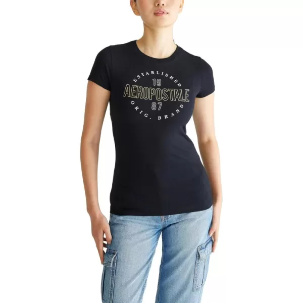 AEROPOSTALE Womens Shine Short Sleeve Graphic TeeDark Black3