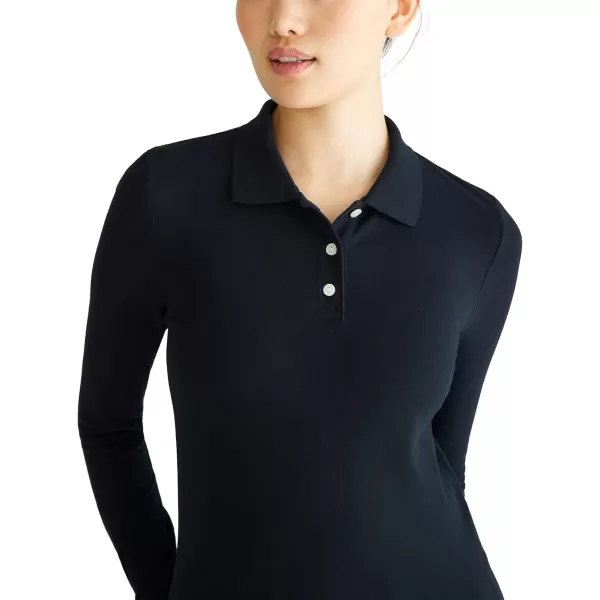 AEROPOSTALE Womens Aero Uniform Polo Long SleeveDark Black