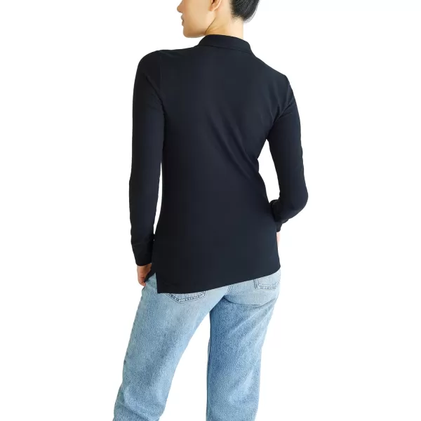 AEROPOSTALE Womens Aero Uniform Polo Long SleeveDark Black