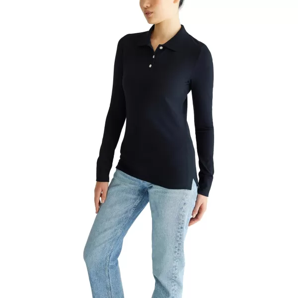 AEROPOSTALE Womens Aero Uniform Polo Long SleeveDark Black
