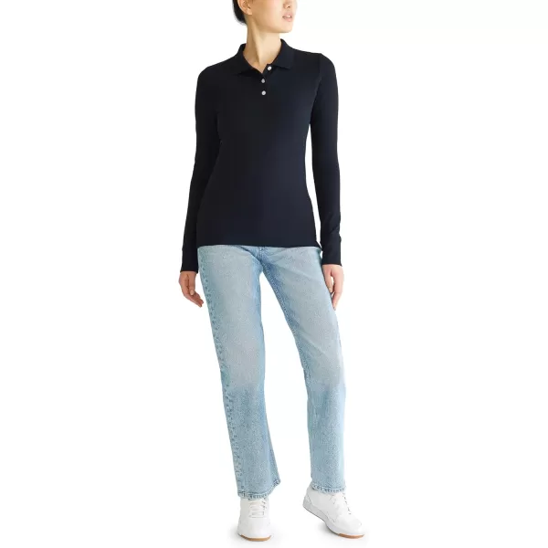 AEROPOSTALE Womens Aero Uniform Polo Long SleeveDark Black