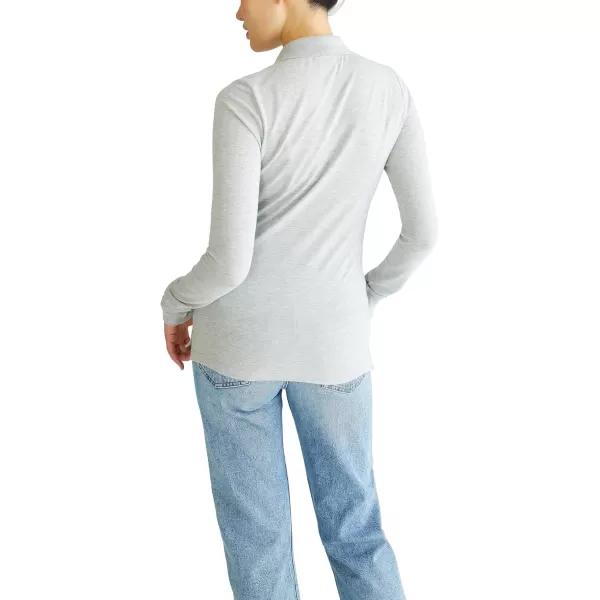 AEROPOSTALE Womens Aero Uniform Polo Long SleeveLight Heather Grey