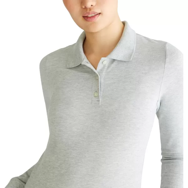AEROPOSTALE Womens Aero Uniform Polo Long SleeveLight Heather Grey