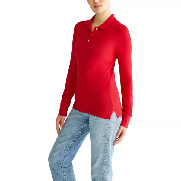 AEROPOSTALE Womens Aero Uniform Polo Long SleeveTrue Red