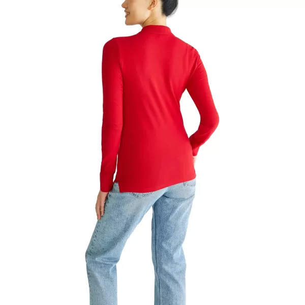 AEROPOSTALE Womens Aero Uniform Polo Long SleeveTrue Red