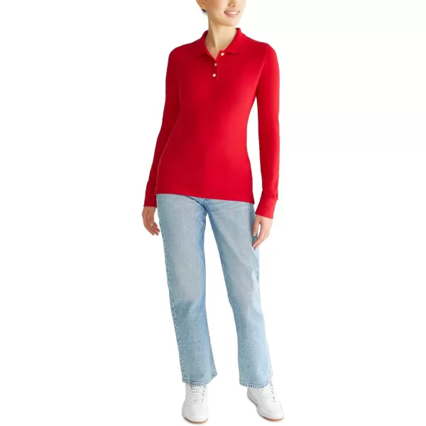 AEROPOSTALE Womens Aero Uniform Polo Long SleeveTrue Red