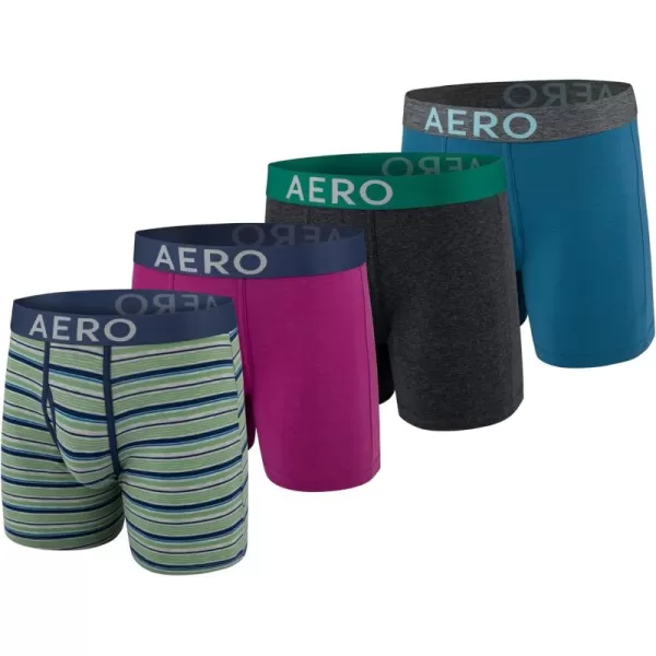 AEROPOSTALE Mens Boxer Briefs 4 Pack Cotton Stretch Boxer Briefs UnderwearCharcoalStripeWineBlue