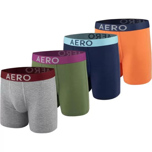 AEROPOSTALE Mens Boxer Briefs 4 Pack Cotton Stretch Boxer Briefs UnderwearGreenHeatherOrangeNavy