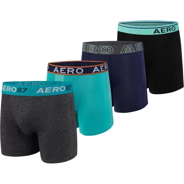 AEROPOSTALE Mens Boxer Briefs 4 Pack Poly Spandex Performance Boxer Briefs UnderwearBlue