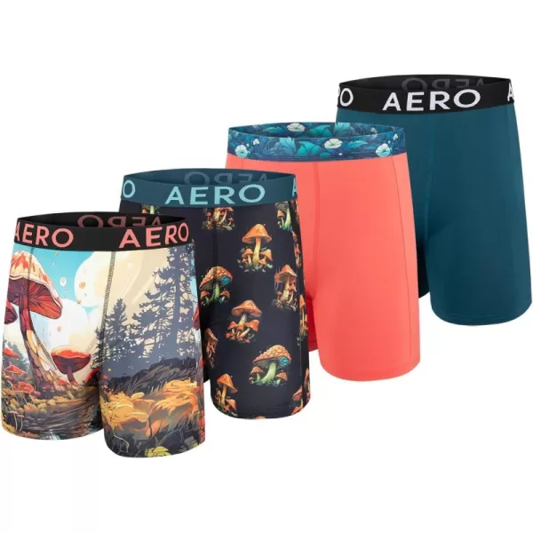 AEROPOSTALE Mens Boxer Briefs 4 Pack Poly Spandex Performance Boxer Briefs UnderwearMushroomCoralMushroomBlue