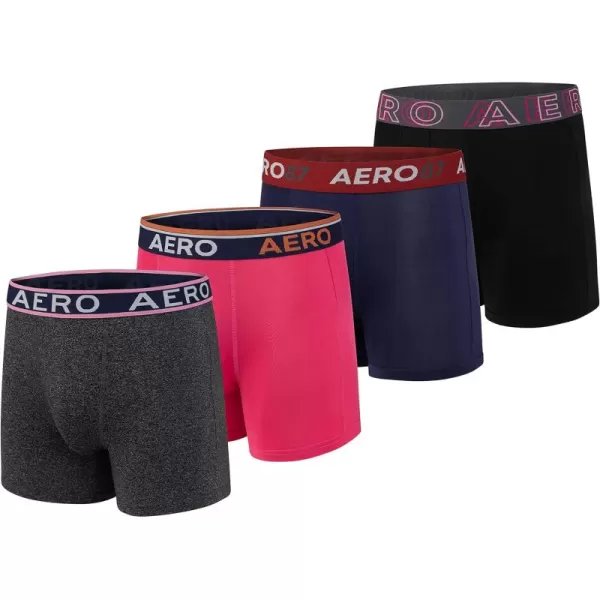 AEROPOSTALE Mens Boxer Briefs 4 Pack Poly Spandex Performance Boxer Briefs UnderwearRed
