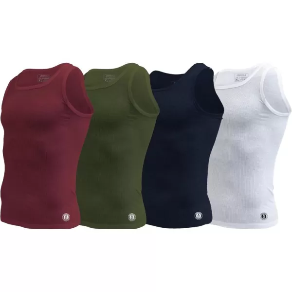 AEROPOSTALE Mens Tank Tops A Shirts Mens Undershirts Contour Fit 4 Pack Tank Top for MenWhiteNavyGreenRed