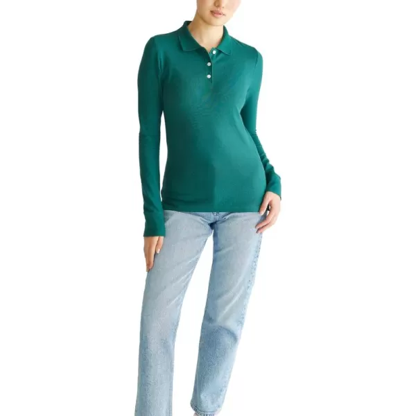 AEROPOSTALE Womens Aero Uniform Polo Long SleeveCrocodile Green