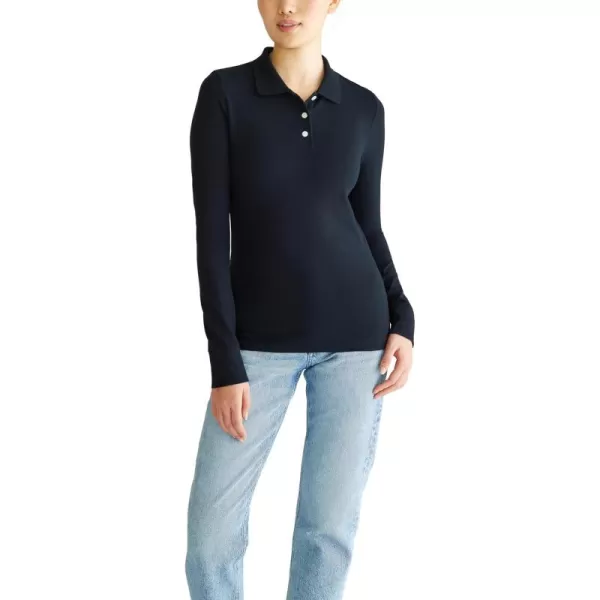 AEROPOSTALE Womens Aero Uniform Polo Long SleeveDark Black