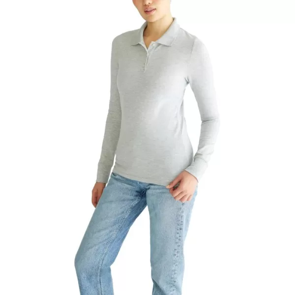 AEROPOSTALE Womens Aero Uniform Polo Long SleeveLight Heather Grey