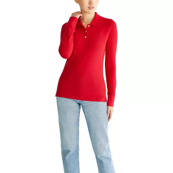 AEROPOSTALE Womens Aero Uniform Polo Long SleeveTrue Red