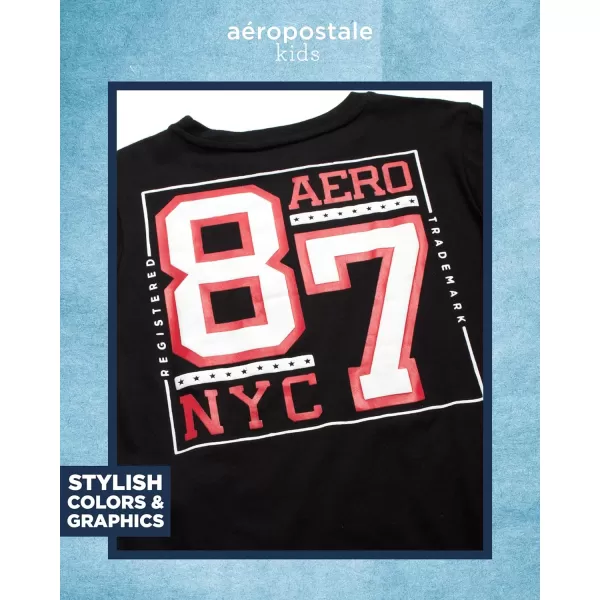 imageAEROPOSTALE Boys Shorts Set  2 Piece Short Sleeve TShirt and Fleece Sweat Shorts  Summer Outfit for Boys 412Black Grey Heather