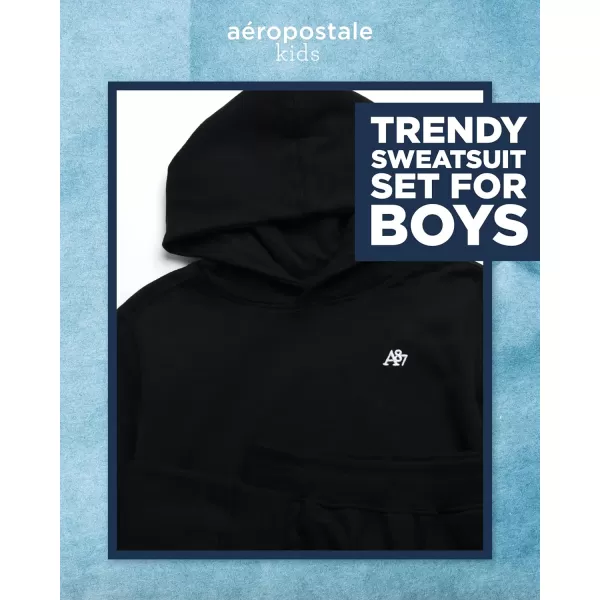 imageAEROPOSTALE Boys Sweatsuit Set  2 Piece Fleece Hoodie Sweatshirt and Jogger Sweatpants  Matching Pants Set for Boys 412Black