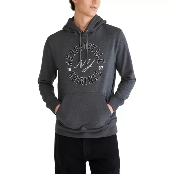 imageAEROPOSTALE Mens Aero Logo Popover HoodieCircleCharcoal Heather Grey