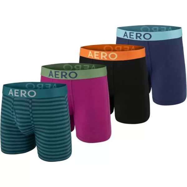imageAEROPOSTALE Mens Boxer Briefs 4 Pack Cotton Stretch Boxer Briefs UnderwearBlackNavyStripedWine