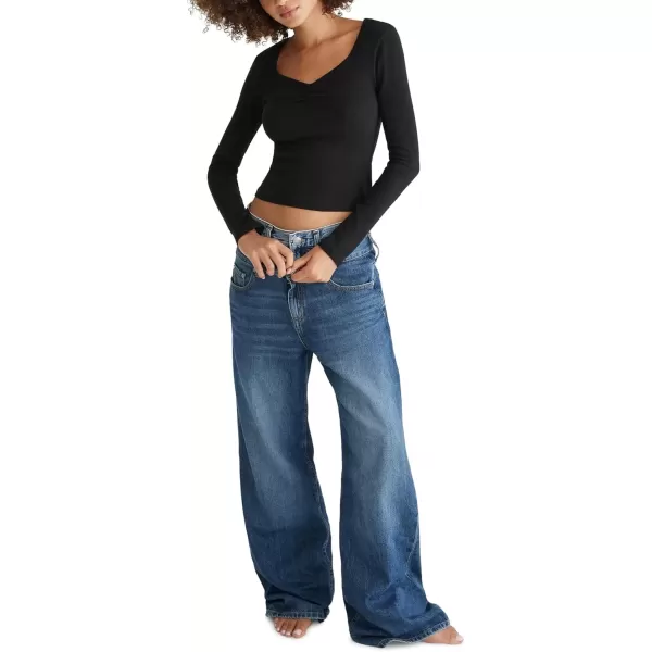 imageAEROPOSTALE Womens Cinch Front Sweetheart Shrunken TeeDark Black