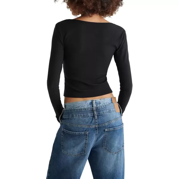 imageAEROPOSTALE Womens Cinch Front Sweetheart Shrunken TeeDark Black