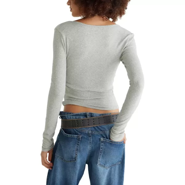 imageAEROPOSTALE Womens Cinch Front Sweetheart Shrunken TeeLight Heather Grey