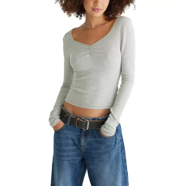 imageAEROPOSTALE Womens Cinch Front Sweetheart Shrunken TeeLight Heather Grey