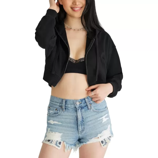 imageAEROPOSTALE Womens Cropped Full Zip Relaxed Fit HoodieDark Black