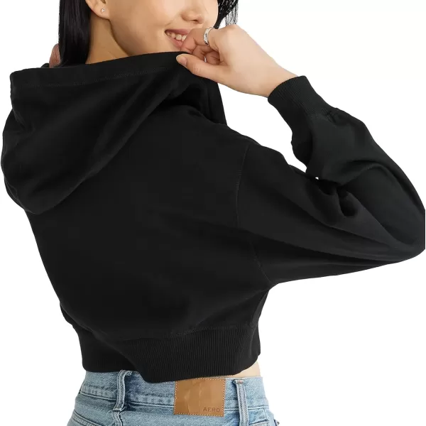imageAEROPOSTALE Womens Cropped Full Zip Relaxed Fit HoodieDark Black