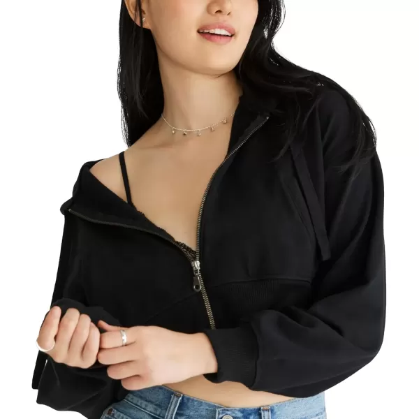 imageAEROPOSTALE Womens Cropped Full Zip Relaxed Fit HoodieDark Black