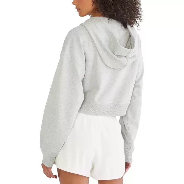 imageAEROPOSTALE Womens Cropped Full Zip Relaxed Fit HoodieLight Heather Grey