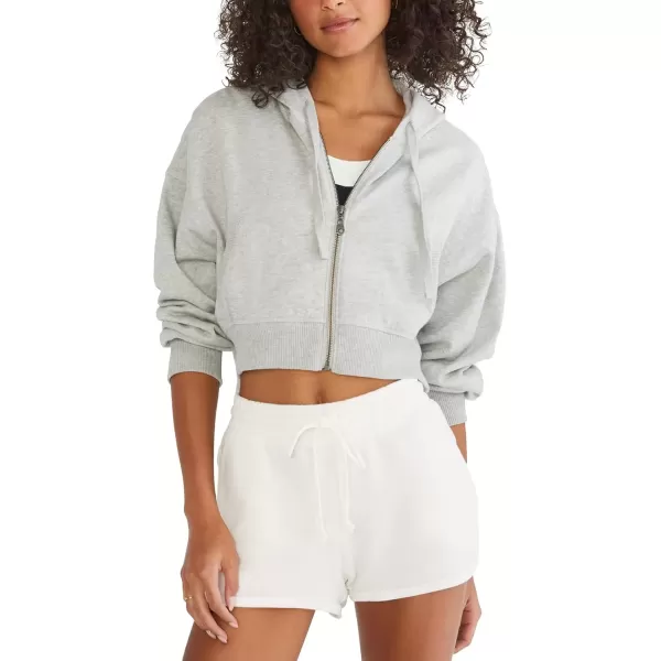 imageAEROPOSTALE Womens Cropped Full Zip Relaxed Fit HoodieLight Heather Grey