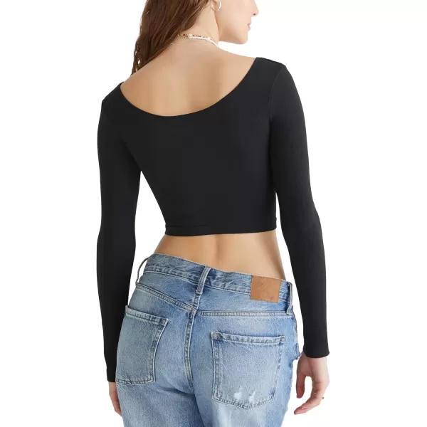 imageAEROPOSTALE Womens Seamless Wear 3Way VNeck Tiny TopDark Black