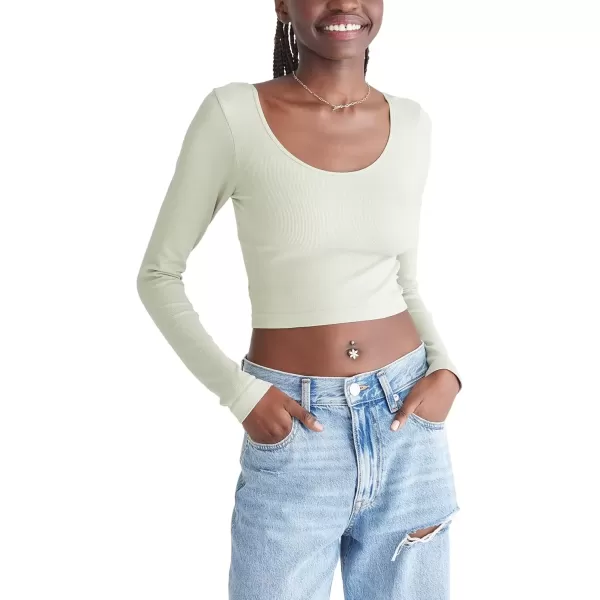 imageAEROPOSTALE Womens Seamless Wear 3Way VNeck Tiny TopDesert Sage
