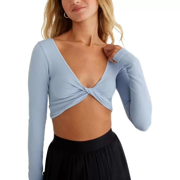 imageAEROPOSTALE Womens Seamless Wear 3Way VNeck Tiny TopForever Blue