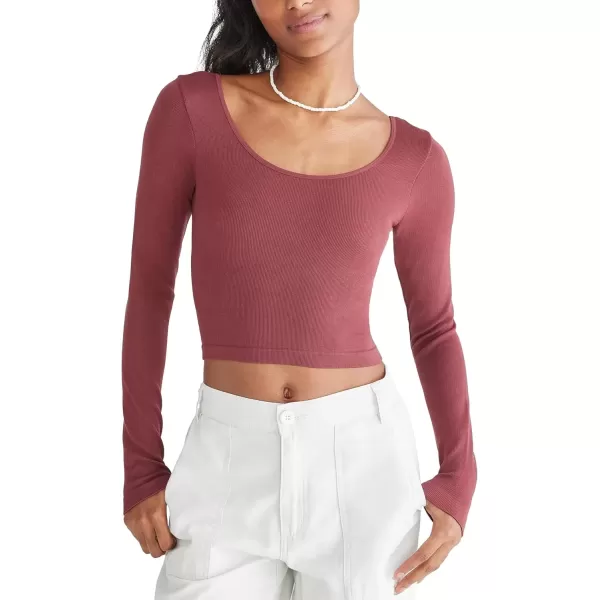 imageAEROPOSTALE Womens Seamless Wear 3Way VNeck Tiny TopRustic Wine