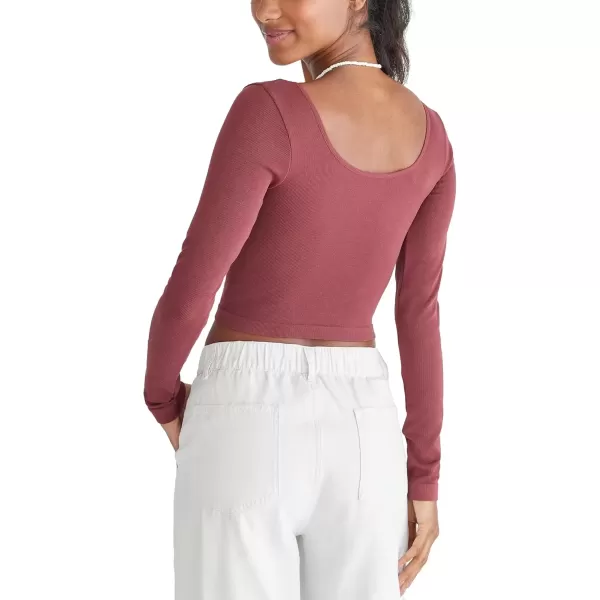 imageAEROPOSTALE Womens Seamless Wear 3Way VNeck Tiny TopRustic Wine