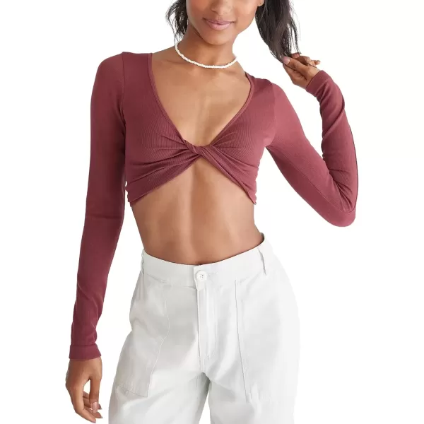 imageAEROPOSTALE Womens Seamless Wear 3Way VNeck Tiny TopRustic Wine