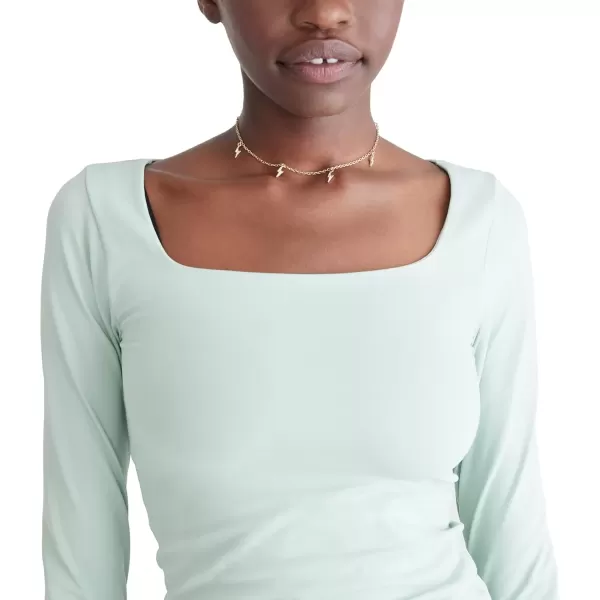 imageAEROPOSTALE Womens Seriously Soft Sculpt Square Neck Long Sleeve TopBlue Haze