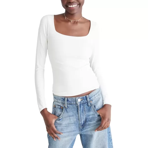 imageAEROPOSTALE Womens Seriously Soft Sculpt Square Neck Long Sleeve TopCream
