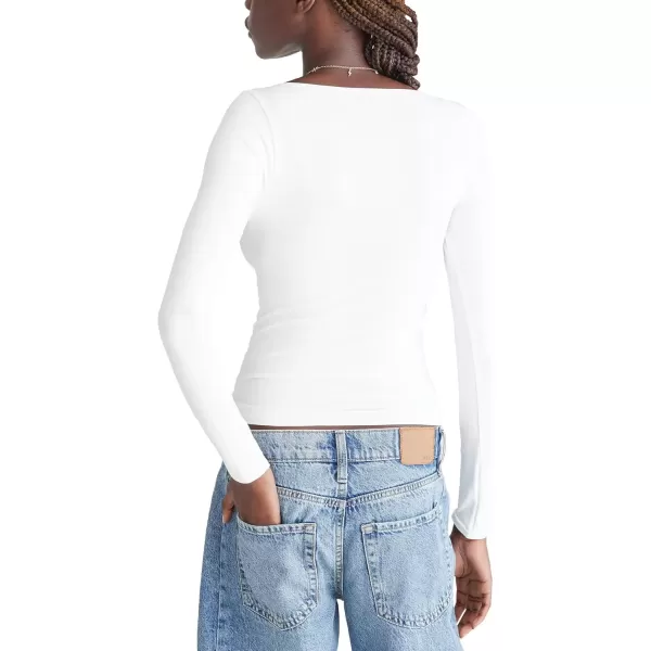 imageAEROPOSTALE Womens Seriously Soft Sculpt Square Neck Long Sleeve TopCream