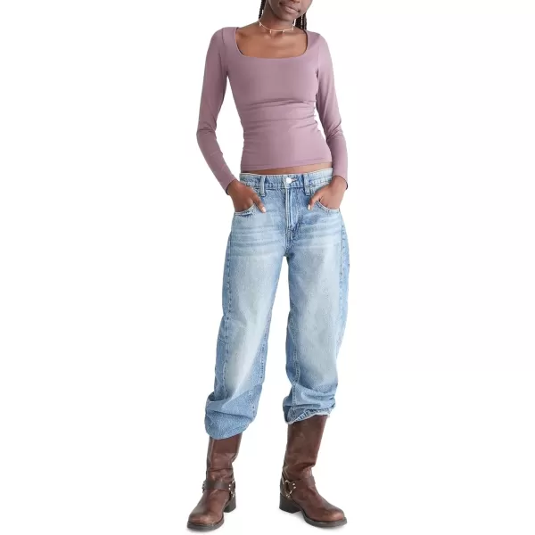 imageAEROPOSTALE Womens Seriously Soft Sculpt Square Neck Long Sleeve TopFlint