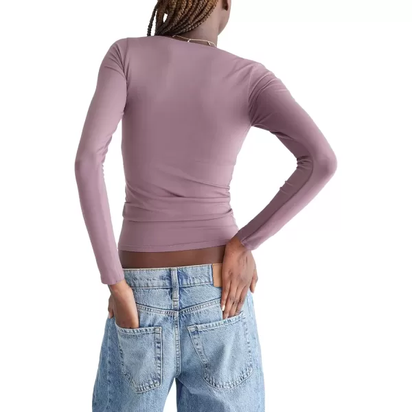 imageAEROPOSTALE Womens Seriously Soft Sculpt Square Neck Long Sleeve TopFlint