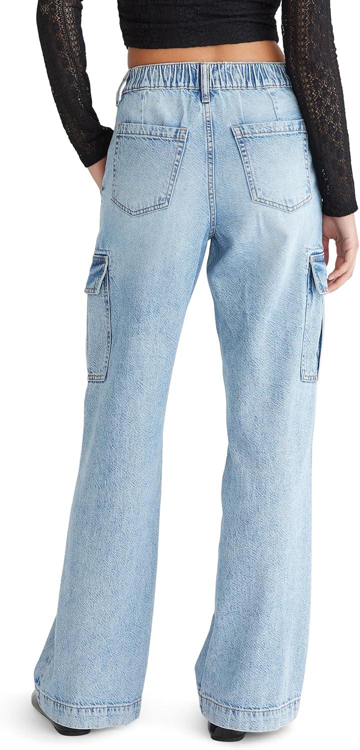 imageAEROPOSTALE Womens High Rise Wide Leg Cargo JeansMedium Wash